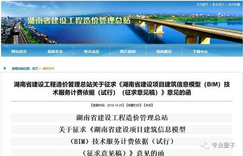 湖南省建設工程造價管理總站關于征求 湖南省建設項目建筑信息模型 BIM 技術服務計費依據 意見的函